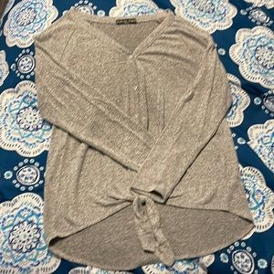 2 for $25!!! Gray Button/Tie front Long sleeve shirt. Super soft, Size large.